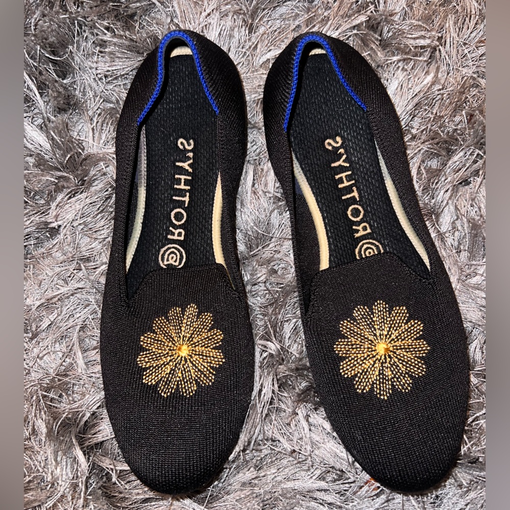 Rothy's Black and Gold Loafers